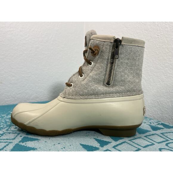 Women's Sperry SALTWATER Emboss‎ WOOL Duck Boots Off White Size 7.5 Sts82473 - Picture 8 of 12